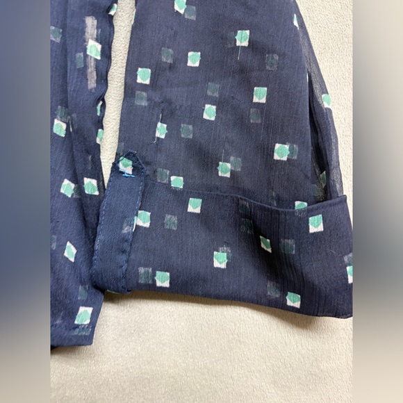 Hollister Navy Sheer Boho Embroidered Blouse Women’s Small Long Sleeve Top - Picture 12 of 16